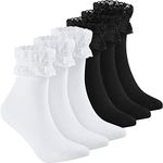 6 Pairs Ruffle Ankle Socks Lace Frilly Socks Fashion Women Girls Princess Socks