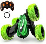 SHARKOOL Remote Control Car | 2.4Ghz Mini RC Cars with Rechargeable Battery, 360° Flips Rotating Double Side Stunt Car | Electric Toy Cars for Kids | Birthday Gift for Boys & Girls-Green