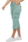 Rdruko Womens Cargo Shorts,Capri Cargo Pants for Women,Ladies Cropped Ttrousers, Summer Csual Outdoor Walking Hiking Shorts Light Green L