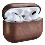 Leather Case for AirPods Pro, ICARERSPACE Premium Genuine Leather Shockproof Protective Case Cover for Apple AirPods Pro Earphones Charging Case (LED Visible) Support Wireless Charger BROWN