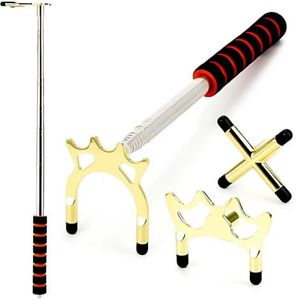 Pumtus Retractable Pool Cue Bridge, Billiards Cue Rest with 3 Pieces Removable Alloy Bridge Head, Snooker Pool Cue Bridge Stick, Billiards Table Accessories for Pool Table, Game, Competition