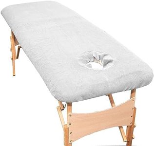 aztex Cubierta de lujo para mesa de masaje protectora, con o sin orificio facial, adecuada para salones, spas y terapeutas - Con orificio facial - Blanco