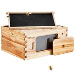 VEVOR Bee Hive Deep Box Starter Kit, 100% Beeswax Coated Natural Cedar Wood, Langstroth Beehive Kit with 10 Frames and Foundations, Transparent Acrylic Bee Windows for Beginners and Pro Beekeepers