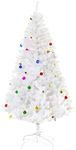 HOMCOM 6ft Snow Artificial Christmas Tree w/Metal Stand Decorations Home Seasonal Elegant Faux White