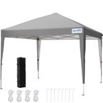 Quictent Pop Up Gazebo 3 x 3m with Bag, Folding Gazebo Waterproof Event Shelter, 50+UV Protection Canopy Garden Tent for Parties, Camping, Festivals and Flea Markets - Light Grey