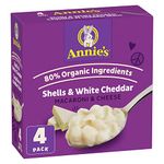 ANNIE'S - VALUE PACK SIZE - MACARONI AND CHEESE Shells and White Cheddar, 4 Pack, 680 Grams box, No Artificial Flavours or Synthetic Colours, Contains Real Cheese and Milk Ingredients