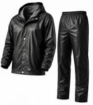 CAMISON Mens Raincoat Suit with Pant Set Eluxia Series | Waterproof Lightweight Breathable Rain Wear | Elastic Cuff & Waterproof Zipper Raincoat for men waterproof (IN, Alpha, 2XL, Thunder Black)