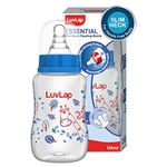 LuvLap Baby Essential Slim Neck Feeding Bottle, 125ml, Jungle Tales, with anti Colic Nipple, New Born / Infants / Toddler upto 3 years, BPA Free, , Blue