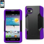 Reiko Silicone Case and Plastic Cover for LG Optimus F3 LS720, MS659, VM720 - Retail Packaging - Purple Black