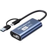 VANGREE 4K Video Capture Card, USB-A/USB-C 3.0 1080P 60FPS HDMI Capture Device with YUY2(YUV) Support for Gaming/Live Streaming/Video Recorder, for Windows Mac OS System Twitch OBS Zoom