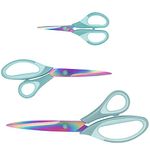 Scissors, Sharp Titanium Blades, Soft Grip Handle, Multi-Purpose Scissors Set of 3 Suitable for Families, Office, and School Use, Blue