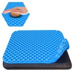 TOEVE Large Gel Seat Cushion For Long Sitting With Non-Slip Covers,Soft & Breathable For Chair,Gaming,Car,Office,Desk Chair and Wheelchair,Office Pads (Blue-40 x 35cm)