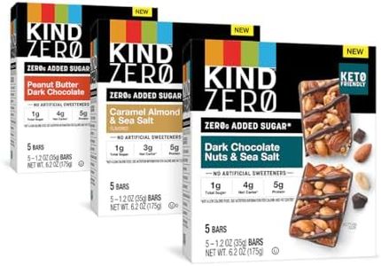 KIND ZERO Added Sugar Bars, Keto Friendly Snacks, Variety Pack, 6.2oz Box (15 Bars)