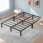 Mr IRONSTONE Queen Bed Frame, 14 Inch Metal Platform 1600lb Load-bearing Heavy Duty Steel Slat Support with Large Storage Space, Anti-noise Foam Stickers, No Box Spring Needed, Non-Slip, Easy Assembly