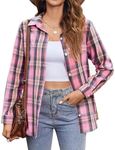 Zeagoo Plaid Shirts for Womens Fashion Button Dwon 2024 Long Sleeve Shacket Coat Plus Size Blouse Tunic Top