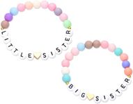 El Regalo 2 Pcs Big Sister, Little Sister Bracelets Set- Big Sis Little Sis Bracelets Gift With Letter & Heart Rainbow Acrylic Beads - Gift For Girls