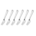 Crystal Stainless Steel Dessert Fork Set, Set of 6, Silver