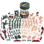 JOYIN 164 Pcs Military Soldier Playset Army Men Action Figures Battle Group, Deluxe Plastic Military Playset Soldiers Bucket With Aircrafts, Helicopters, Tanks and Other Accessories