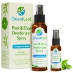 ORIENTLEAF Shoe Deodorizer Spray, Shoe Odor Eliminator for Smelly Shoes 4 Fl Oz & 1 Fl Oz, Travel Essentials Refresher Spray, Eucalyptus Lemongrass