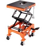 VEVOR Hydraulic Motorcycle Lift Table, 200 kg Capacity Motorcycle Scissor Jack Lift with Wide Deck, J-hooks, 4 Wheels, Hydraulic Foot-Operated Jack Stand for ATV Dirt Bikes