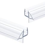 Bathroom Shower Glass Door Bottom Seal, 2PCS 36 Inch Clear PVC Seal Strip with Drip Rail for 3/8"(10mm) Thick Framless Glass Door, to Stop Water Leakage