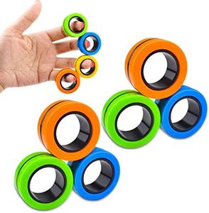 6PCS Magnetic Rings, Fidget Rings,Roller Rings,Adult Finger Fidget Toys, ADHD Anxiety Relief Decompression Magical Ring Fidget Toy,Funny Gifts kids Magnetic Spinner Ring for Boys Girls(Random Color)