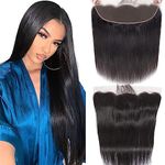 DUAUJUIU 13x4 Lace Frontal Human Hair Straight HD Lace Frontal Transparent Lace Closure Human Hair Frontal Closure 13x4 Pre Plucked with Natural Hairline Ear to Ear Brazilian Hair for Women 10 Inch