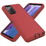 for Samsung Galaxy Note 20 Case (NOT for Note 20 Ultra), Heavy Duty Defender Case Dustproof Shockproof Protection 3 in 1 Rugged Cover for Samsung Galaxy Note 20 (Red)