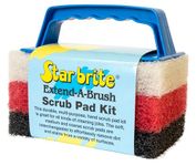 STAR BRITE Multi-Texture Scrub Pad Kit with Interchangeable Handle - Ideal for Boats, Home, and Outdoor Cleaning - Includes Fine, Medium, Coarse Pads (040023PW)