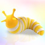 SITTELLA Fidget Slug Funny Sensory Toys with Relaxing Sound for Children & Adults Stress Relief Hand Sensory Toy (Pack of 2, Yellow-White 14CM)