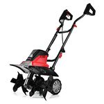 Happytools 13.5 Amp Electric Tiller, Corded Rototiller Tool w/ Foldable Handle & 6 Tines, 17.7-Inch Tilling Width, Lightweight Garden Cultivator for Lawn Digging Soil