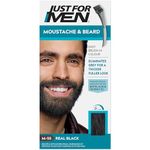 Just For Men Moustache & Beard Real Black Dye, Eliminates Grey For a Thicker & Fuller Look With An Applicator Brush Included – M55