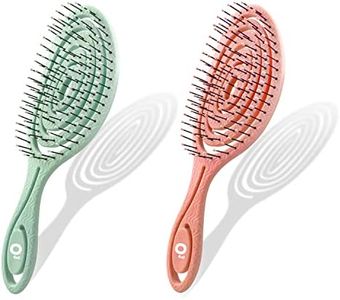Cepillo Antitirones 2 Unidades - Cepillo Pelo Antirotura - Cepillo Pelo Antitirones - Masajeador Peine Desenredante - Para Pelo Seco y Mojado (Naranja y Verde)