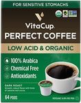 VitaCup Perfect Low Acid Coffee Pods, USDA Organic & Fair Trade, Mycotoxin Free, Dark Roast Guatemala Single Origin, Clean & Pure Recyclable Single Serve Pod compatible w/Keurig K-Cup Brewers,64 CT