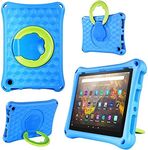 GTOMY Case for Kindle Fire HD 10 inch 2023/2021 Tablet, Lightweight Shockproof 360 ° Rotation Handle Stand Portable Kids Case, Not for iPad 10" Tablet, Blue