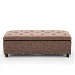 BLACK OAK sal wood 1 Seater Luper Tufted Storage Ottoman Pouffes With Storage (Standard, Rustic Brown)