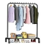 LOEFME Clothes Rails For Bedroom, Free Standing Coat Racks, Heavy Duty Clothes Rack, Metal Clothes Stand, Minimalism Garment Rack for Coats, Skirts, Shirts, Sweaters, Black