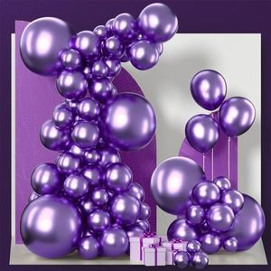 PartyWoo Metallic Purple Balloons, 140 pcs Purple Metallic Balloons Different Sizes Pack of 18 Inch 12 Inch 10 Inch 5 Inch Purple Balloons for Balloon Garland Arch as Party Decorations, Purple-G105