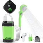 WADEO Upgraded Portable Shower, Camping Shower with Rechargeable 4500mAh Battery & Sinking bottom Design, Outdoor Shower with Intelligent Digital Display & Type C Connector, Perfect for Hiking(Green)