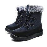 Bella Bays Winter Ladies Snow Boots Waterproof Fleece Lined Anti-Slip Short Ankle Booties Blue UK 5