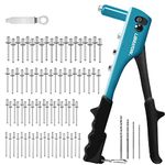 Libraton Rivet Gun, Hand Riveter 80pcs Metal Rivets and 4pcs HSS Drill bits, Pop Rivet Gun, Professional Riveter Tool for Automotive, Railway, Furniture, Instrument