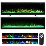 INMOZATA Electric Fire Wall Mounted/Recessed/Freestanding 127cm Electric Fireplace with Remote & Touch Screen Control 12 LED Color Flame Effect, 2 Heat Settings 900W&1800W, Crystal & Log Set