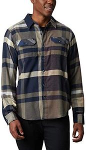 Columbia Men’s Flare Gun Stretch Flannel Shirt, Moisture Wicking, Comfort Stretch, Collegiate Navy Big Check Plaid, 2XL