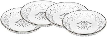 Godinger Dessert Plates - Clear with Silver Band, Dublin, Set of 4