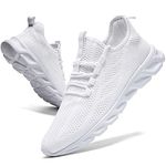 Linenghs Mens Trainers Running Shoes Lightweight Gym Trainers Summer Tennis Sports Shoes Fitness Outdoor Sneakers White 7