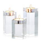 Sziqiqi Candle Holder Set, 3-Piece Crystal Glass, K9 Crystal, Transparent, Polished, Tabletop, 12x5x5 cm (S), 10x5x5 cm (M), 8x5x5 cm (L), 3 Units