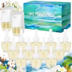 DERDUFT Plug in Scented Oil Starter Kit, 2 Warmers + 12 Refills, Scented and Essential Oils for Home and Bathroom, Jasmine, Hawaiian, Cotton, Essential Oils, 7.92 Fl Oz