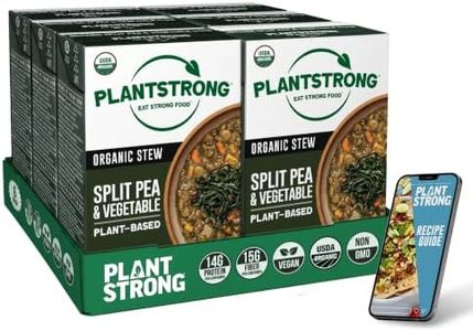 PLANTSTRONG Split Pea Vegetable Stew, USDA Organic, Non-GMO, Plant-Based Vegan, Gluten-Free, Oil-Free, Lightly Salted, Ready to Heat & Serve, 6-Pack (16.9 oz Each) + Recipe Guide