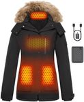 Women Graphene Heated Jacket Battery Pack Coat Heating Clothes Winter Outdoor Work Gear Motorcycle Accessories Camping Essentials Travel Must Haves Supplies Equipment Necessities Warmer Gifts Black