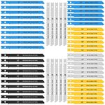 54Pcs Jig Saw Blade Set,U-Shank Jig Saw BladeReplace Black+DeckerCraftsman Milwaukee Skil Makita Bosch Hitachi Metabo Includes 6T 8T 10T 14T 18T 24T 32T for Wood Metal Plastic